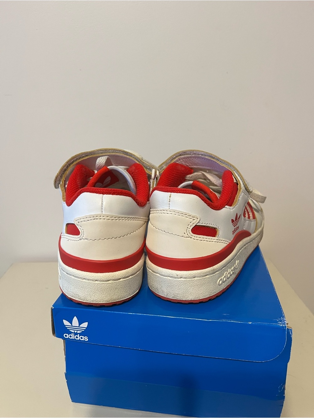 adidas Women’s White & Red Forum Low-Top Sneakers - Picture 2 of 4